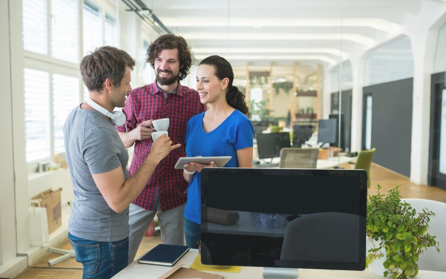 Collaborative planning session with client team reviewing system requirements and implementation timeline